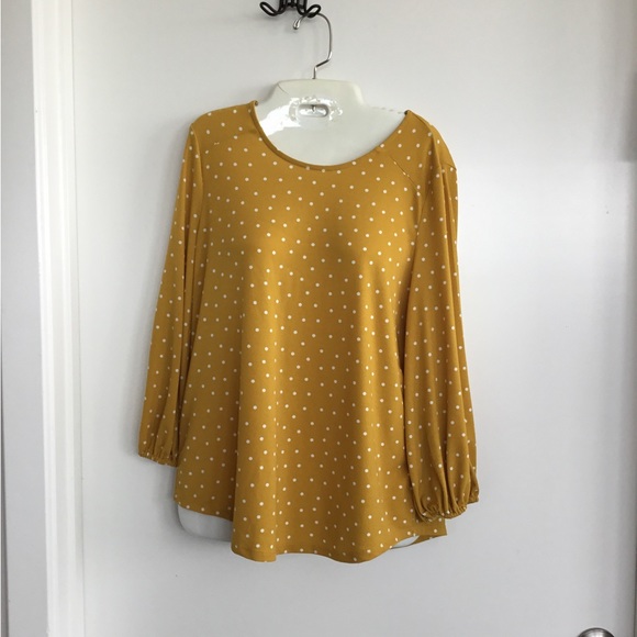 Andrianna Papell Long Sleeved Blouse Yellow Size Medium Like New $26 - Picture 4 of 9